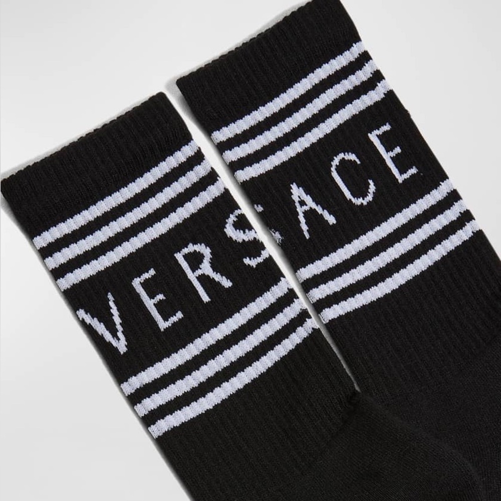 Versace Cotton-Stretch Logo Crew Socks - Picture 5 of 5